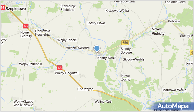 mapa Kostry-Noski, Kostry-Noski na mapie Targeo